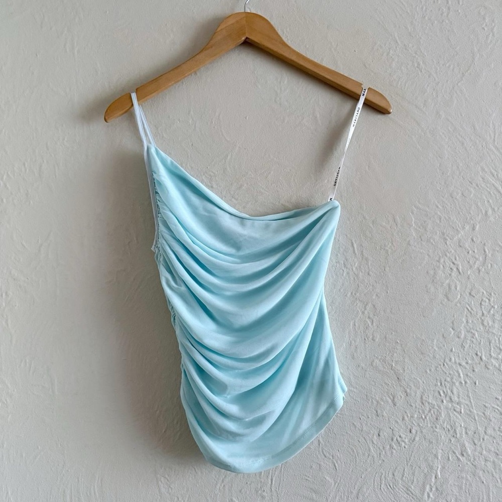 Marciano Guess Light Blue Draped One Shoulder Tank Top Size XS